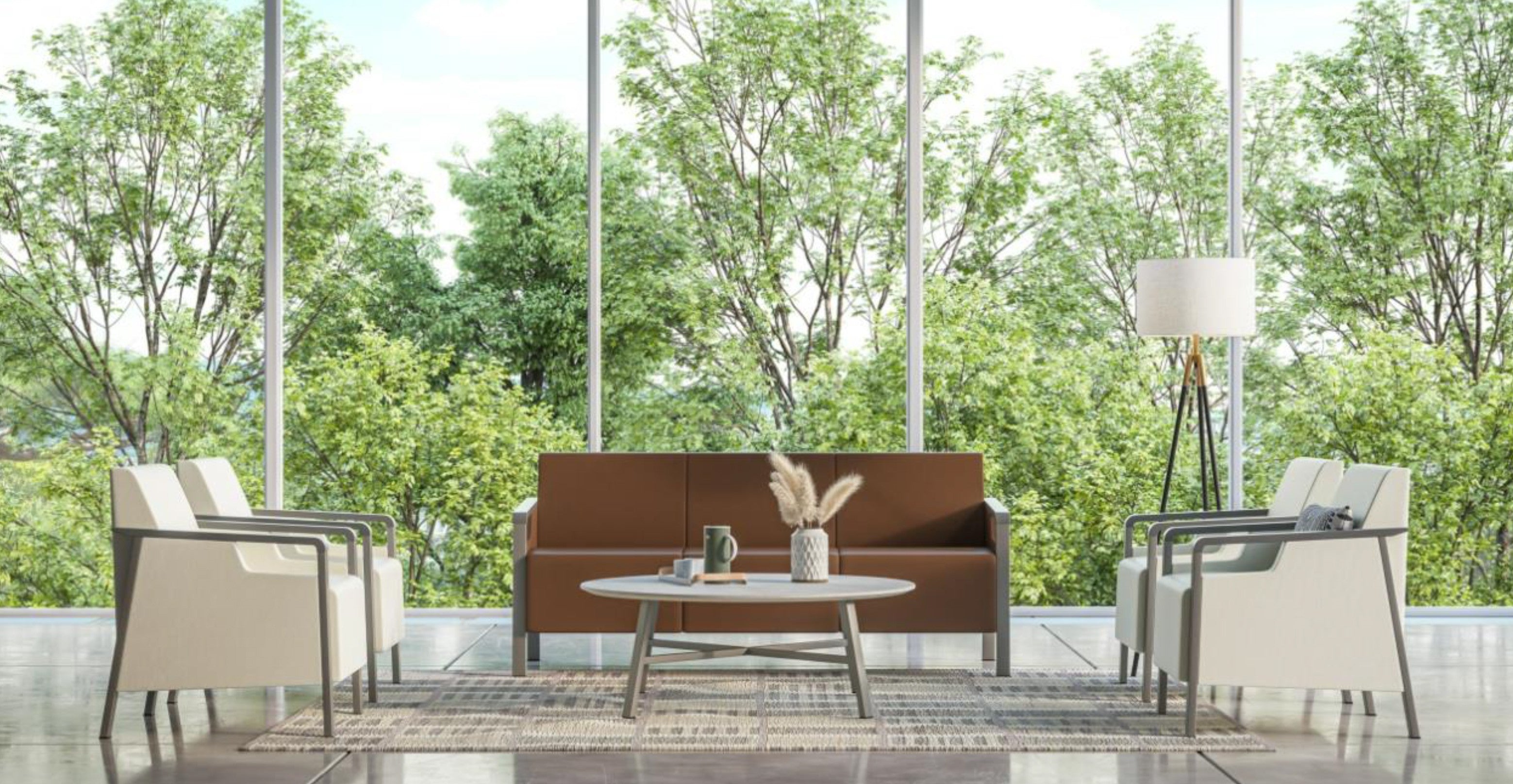 Canapé et fauteuils individuel du fabricant Krug dans une salle d'attente