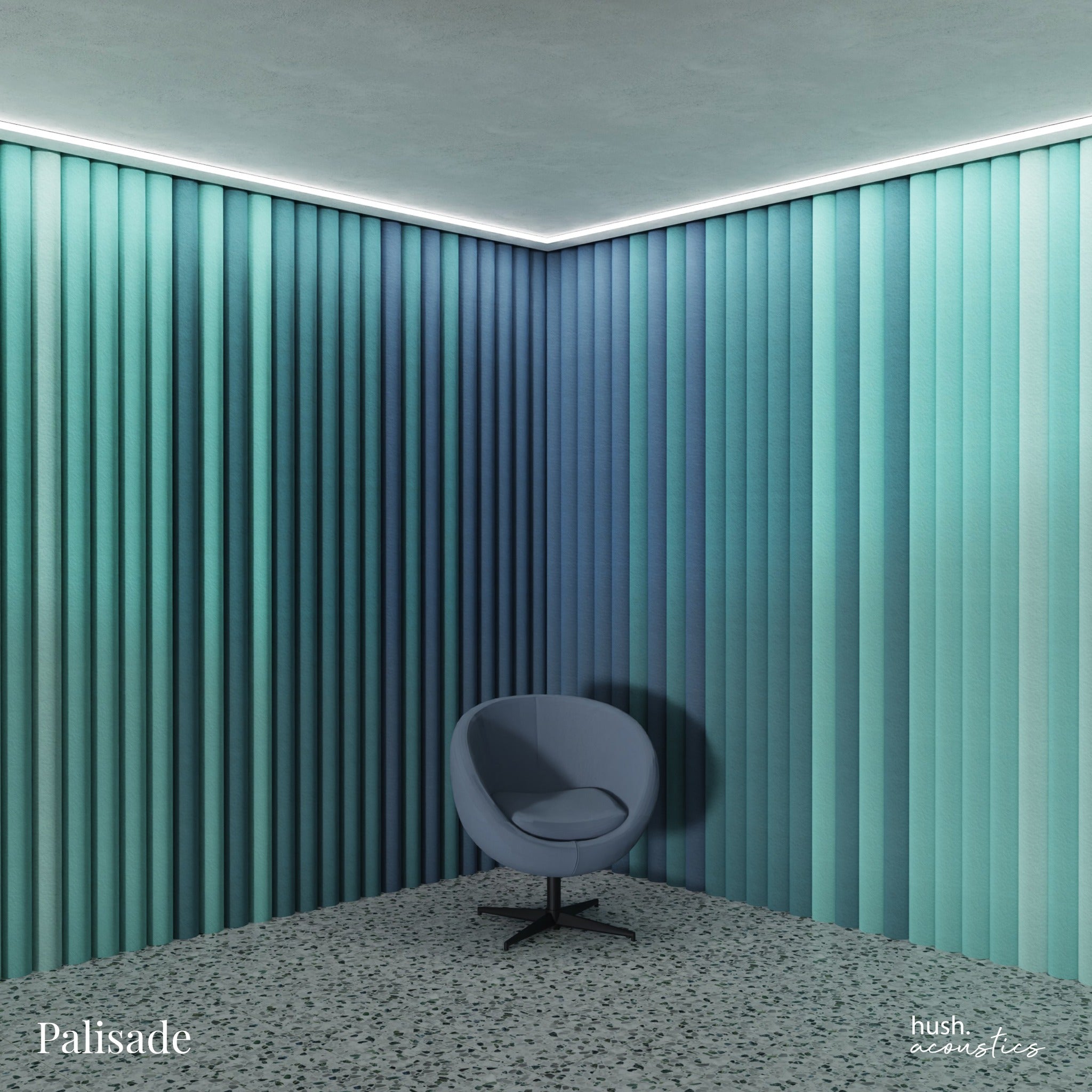 Mur de feutre acoustique de couleur bleu et vert