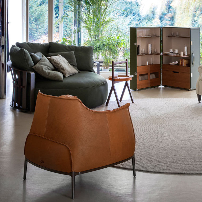 FautPoltrona Frau Québecuil de collection en cuir couleur brun rouille